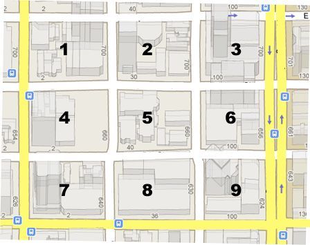 map of numbered blocks