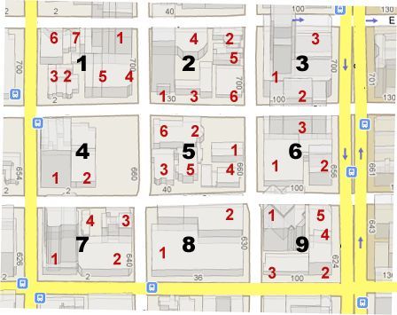 map of numbered houses