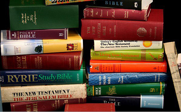 stack of bible versions