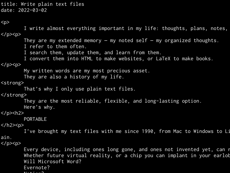 Write Plain Text Files Derek Sivers